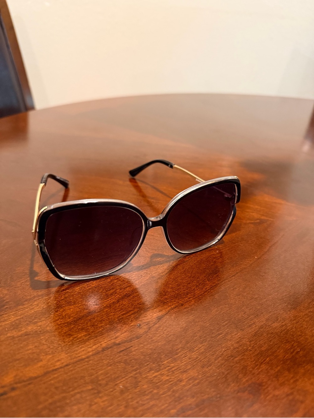 Nanette Lepore Women's Oversized Black Frame Sunglasses with Gradient Lenses